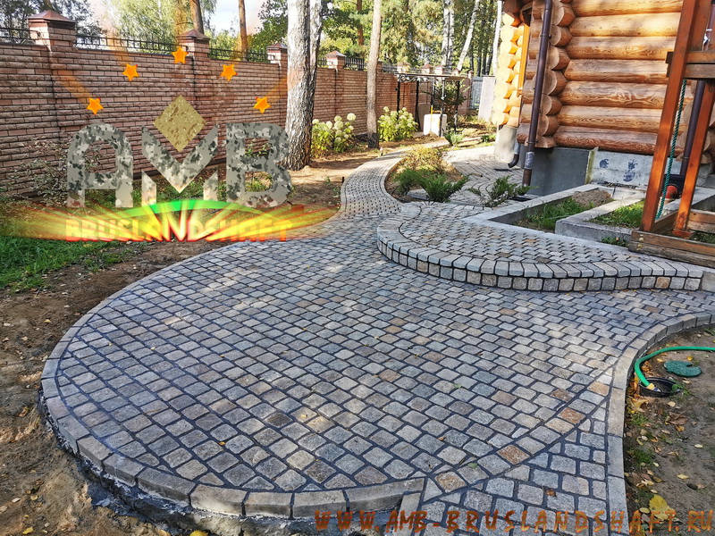 Современная укладка Ржевской брусчатки