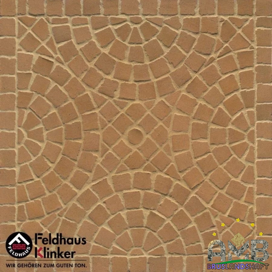 Варианты цветных узоров Немецкой клинкерной мозаичной брусчатки Feldhаus vs AMB-bruslandshaft