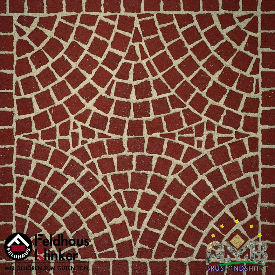 Варианты цветных узоров Немецкой клинкерной мозаичной брусчатки Feldhаus vs AMB-bruslandshaft
