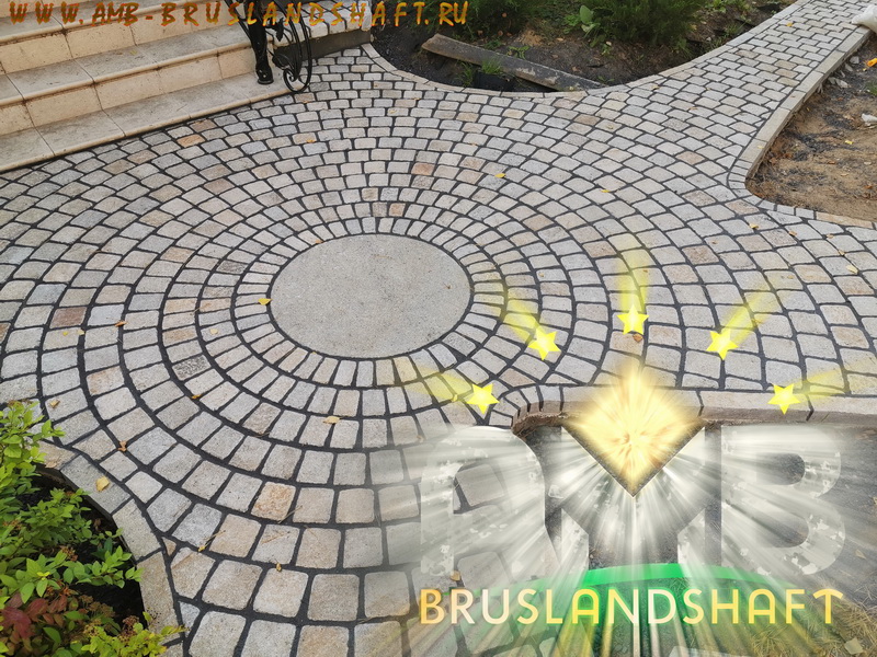 Укладка ржевской брусчатки по технологии AMB-bruslandshaft