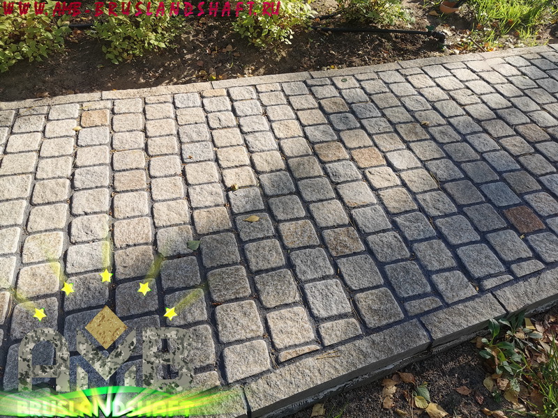 Укладка ржевской брусчатки по технологии AMB-bruslandshaft