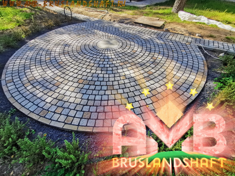 Укладка ржевской брусчатки по технологии AMB-bruslandshaft