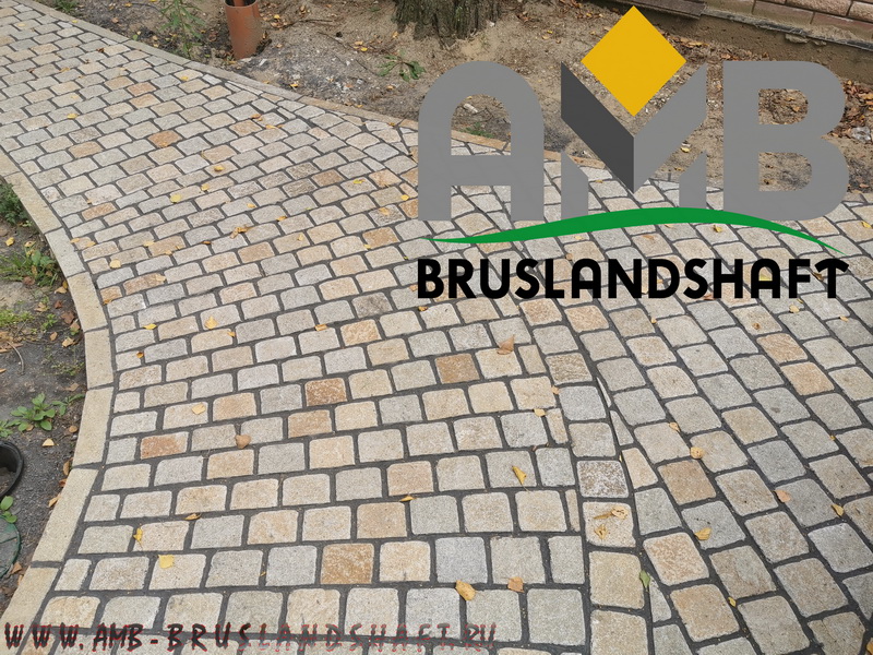 Укладка ржевской брусчатки по технологии AMB-bruslandshaft