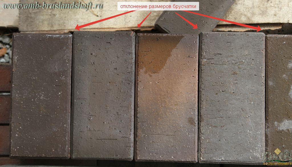 Отклонение клинкерной брусчатки и плитки