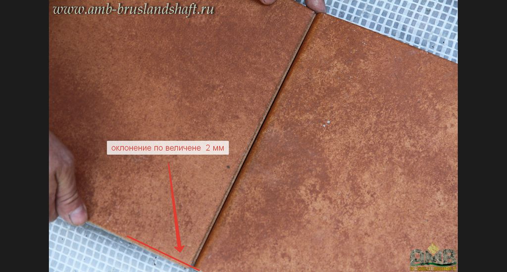 Отклонение клинкерной брусчатки и плитки